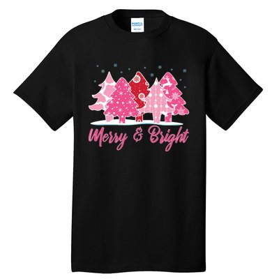 Xmas Christmas Merry And Bright Fir Tree Hoodie Tall T-Shirt