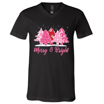 Xmas Christmas Merry And Bright Fir Tree Hoodie V-Neck T-Shirt