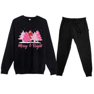 Xmas Christmas Merry And Bright Fir Tree Hoodie Premium Crewneck Sweatsuit Set