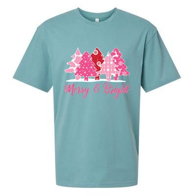 Xmas Christmas Merry And Bright Fir Tree Hoodie Sueded Cloud Jersey T-Shirt