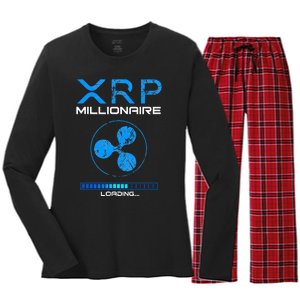 Xrp Crypto Millionaire Hodl Loading Ripple Token Women's Long Sleeve Flannel Pajama Set 