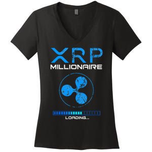 Xrp Crypto Millionaire Hodl Loading Ripple Token Women's V-Neck T-Shirt