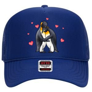 Xoxo Cute Penguin Love Heart Valentines Day Matching Couple Cool Gift High Crown Mesh Back Trucker Hat