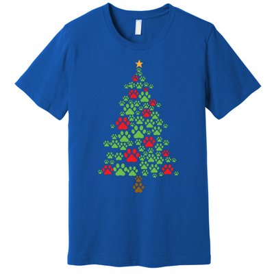 Xmas Cat Paws Christmas Tree Gift Premium T-Shirt