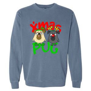 Xmas Christmas Pug Pugs Dog Lover Garment-Dyed Sweatshirt