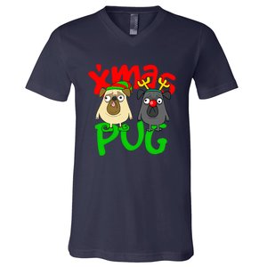 Xmas Christmas Pug Pugs Dog Lover V-Neck T-Shirt