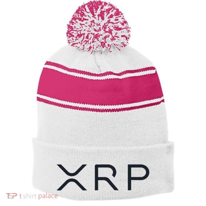 Xrp Coin Ripple Cryptocurrency Wallet Hodler To The Moon Stripe Pom Pom Beanie