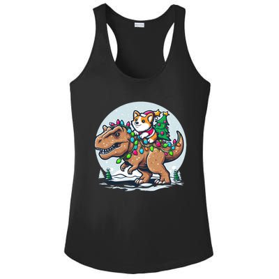 Xmas Corgi Riding Festive Trex Funny Christmas Ladies PosiCharge Competitor Racerback Tank