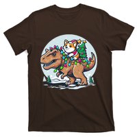 Xmas Corgi Riding Festive Trex Funny Christmas T-Shirt