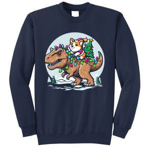 Xmas Corgi Riding Festive Trex Funny Christmas Sweatshirt