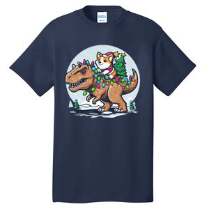 Xmas Corgi Riding Festive Trex Funny Christmas Tall T-Shirt