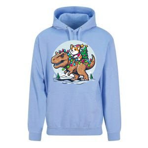 Xmas Corgi Riding Festive Trex Funny Christmas Unisex Surf Hoodie