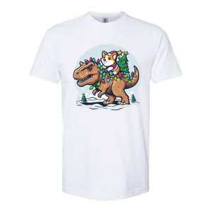 Xmas Corgi Riding Festive Trex Funny Christmas Softstyle CVC T-Shirt