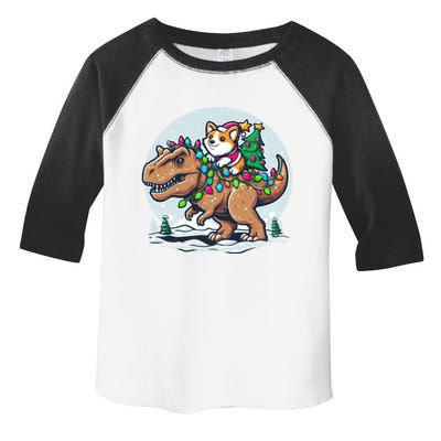 Xmas Corgi Riding Festive Trex Funny Christmas Toddler Fine Jersey T-Shirt