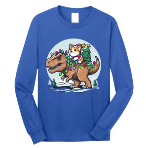 Xmas Corgi Riding Festive Trex Funny Christmas Great Gift Long Sleeve Shirt