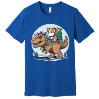 Xmas Corgi Riding Festive Trex Funny Christmas Great Gift Premium T-Shirt