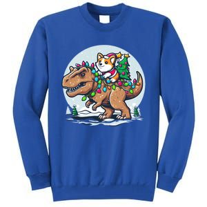 Xmas Corgi Riding Festive Trex Funny Christmas Great Gift Tall Sweatshirt