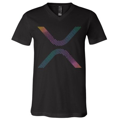 Xrp Coin Ripple Cryptocurrency Wallet Hodler To The Moon V-Neck T-Shirt