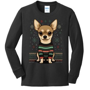 Xmas Chihuahua Santa on Christmas Chihuahua Kids Long Sleeve Shirt