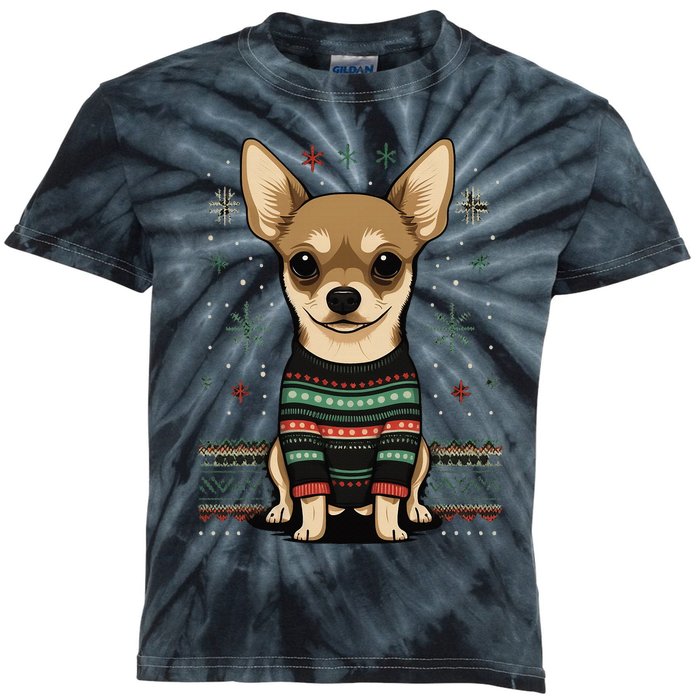 Xmas Chihuahua Santa on Christmas Chihuahua Kids Tie-Dye T-Shirt