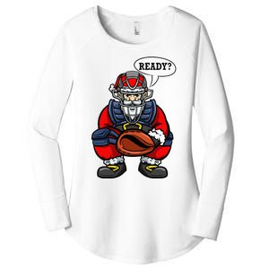 Xmas Catcher Santa Claus Christmas Baseball Women's Perfect Tri Tunic Long Sleeve Shirt