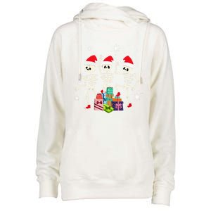 Xmas Christmas Skeleton Dancing Funny Celebrate Cool Gift Womens Funnel Neck Pullover Hood