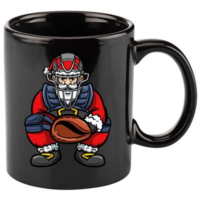 Xmas Catcher Santa Claus Christmas Baseball Gift 11oz C Handle Ceramic Mug