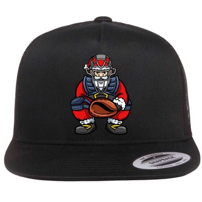 Xmas Catcher Santa Claus Christmas Baseball Gift Flat Bill Trucker Hat