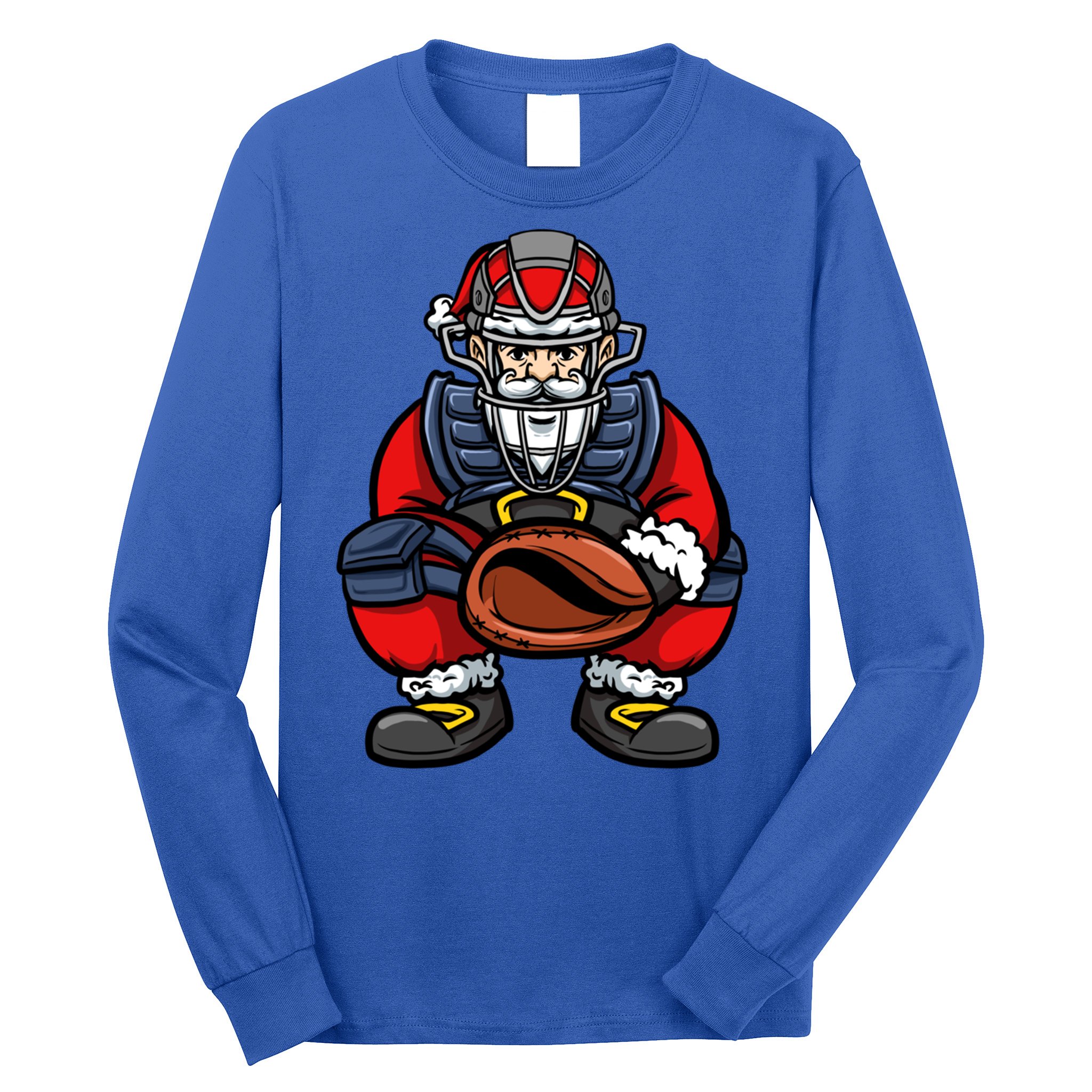 Xmas Catcher Santa Claus Christmas Baseball Gift Long Sleeve Shirt