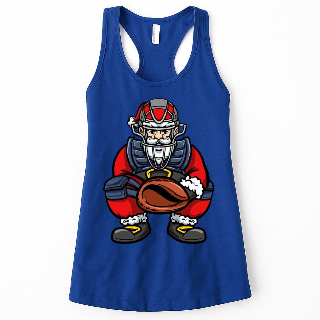 Xmas Catcher Santa Claus Christmas Baseball Gift Womens Tank Top