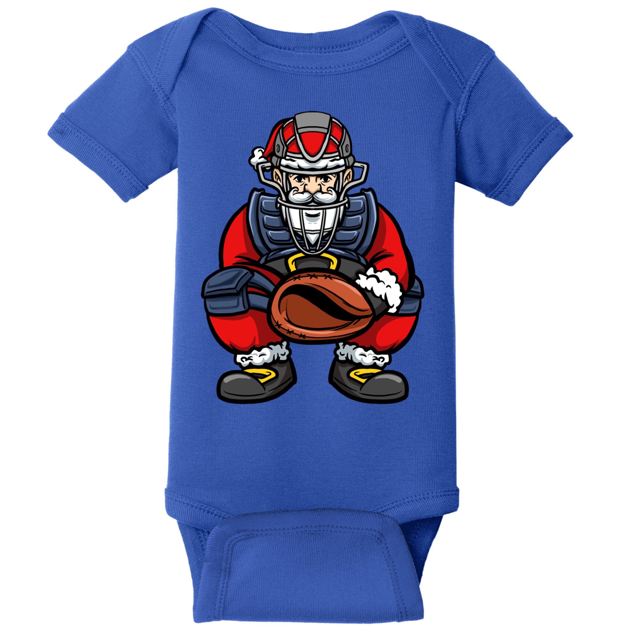 Xmas Catcher Santa Claus Christmas Baseball Gift Baby Bodysuit