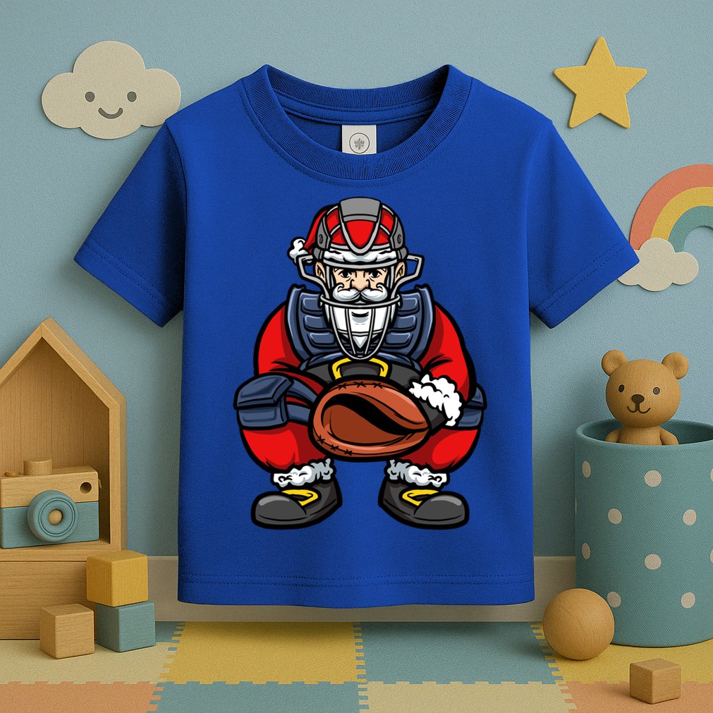 Xmas Catcher Santa Claus Christmas Baseball Gift Toddler T-Shirt