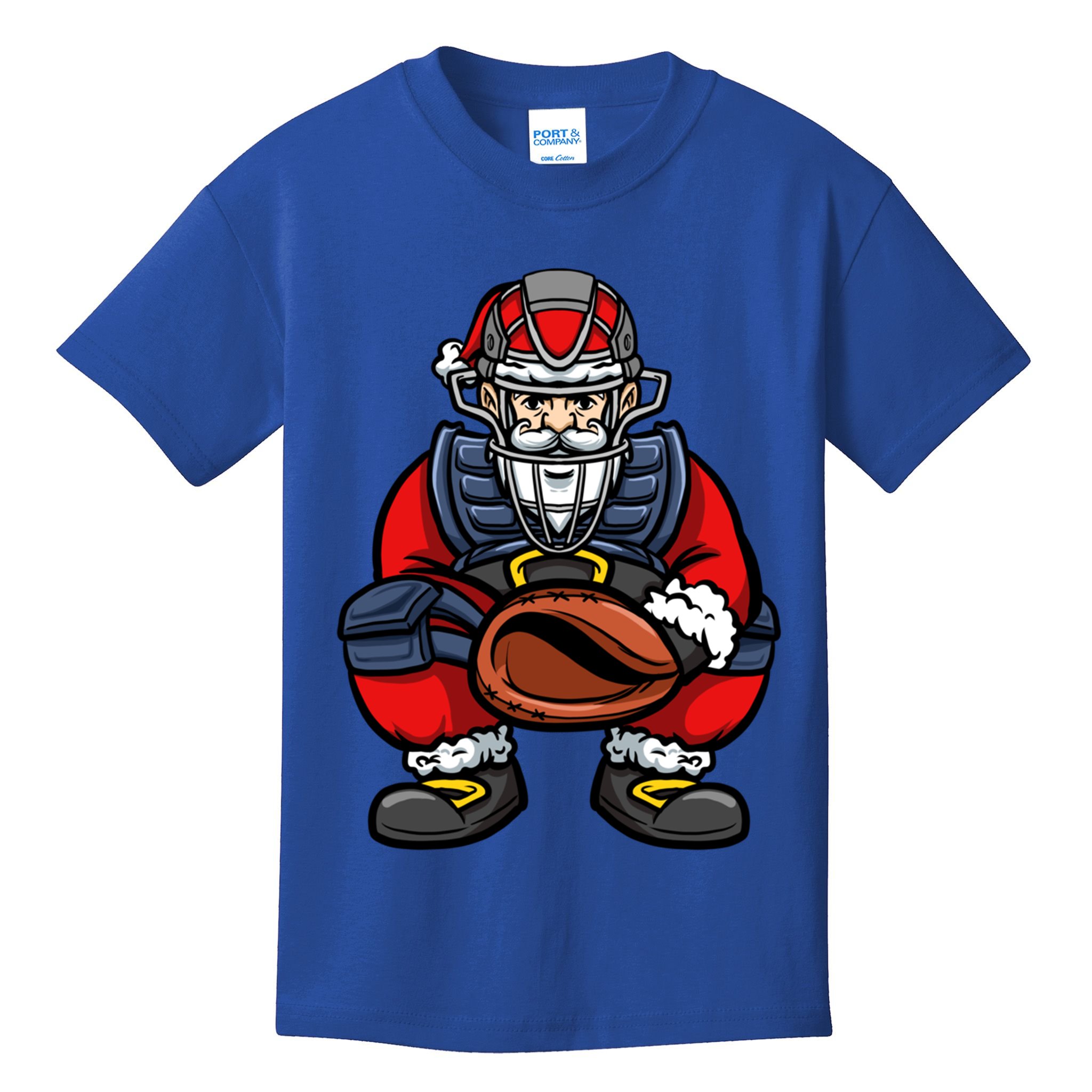 Xmas Catcher Santa Claus Christmas Baseball Gift Kids T-Shirt