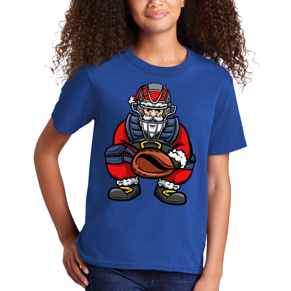 Xmas Catcher Santa Claus Christmas Baseball Gift Kids T-Shirt