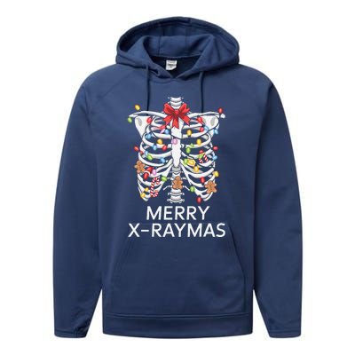 Xray Christmas Skeleton Medical Gingerbread Rib Cage Performance Fleece Hoodie