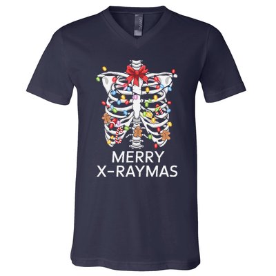 Xray Christmas Skeleton Medical Gingerbread Rib Cage V-Neck T-Shirt