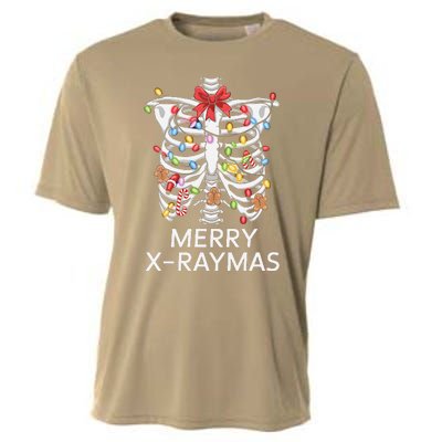 Xray Christmas Skeleton Medical Gingerbread Rib Cage Cooling Performance Crew T-Shirt