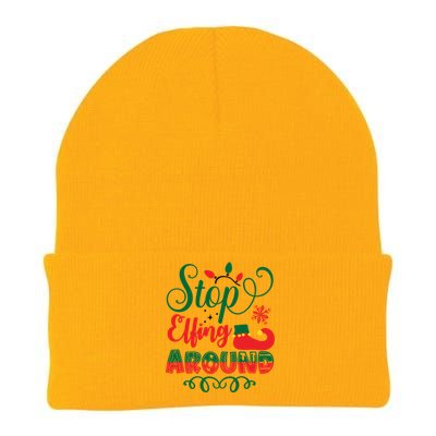 Xmas Christmas Stop Elfing Around Elf Meaningful Gift Knit Cap Winter Beanie