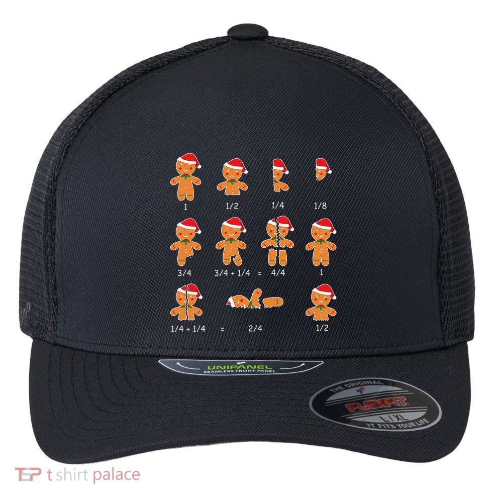 Xmas Cookies Santa Hat Fractions Math Teacher Christmas Flexfit Unipanel Trucker Cap