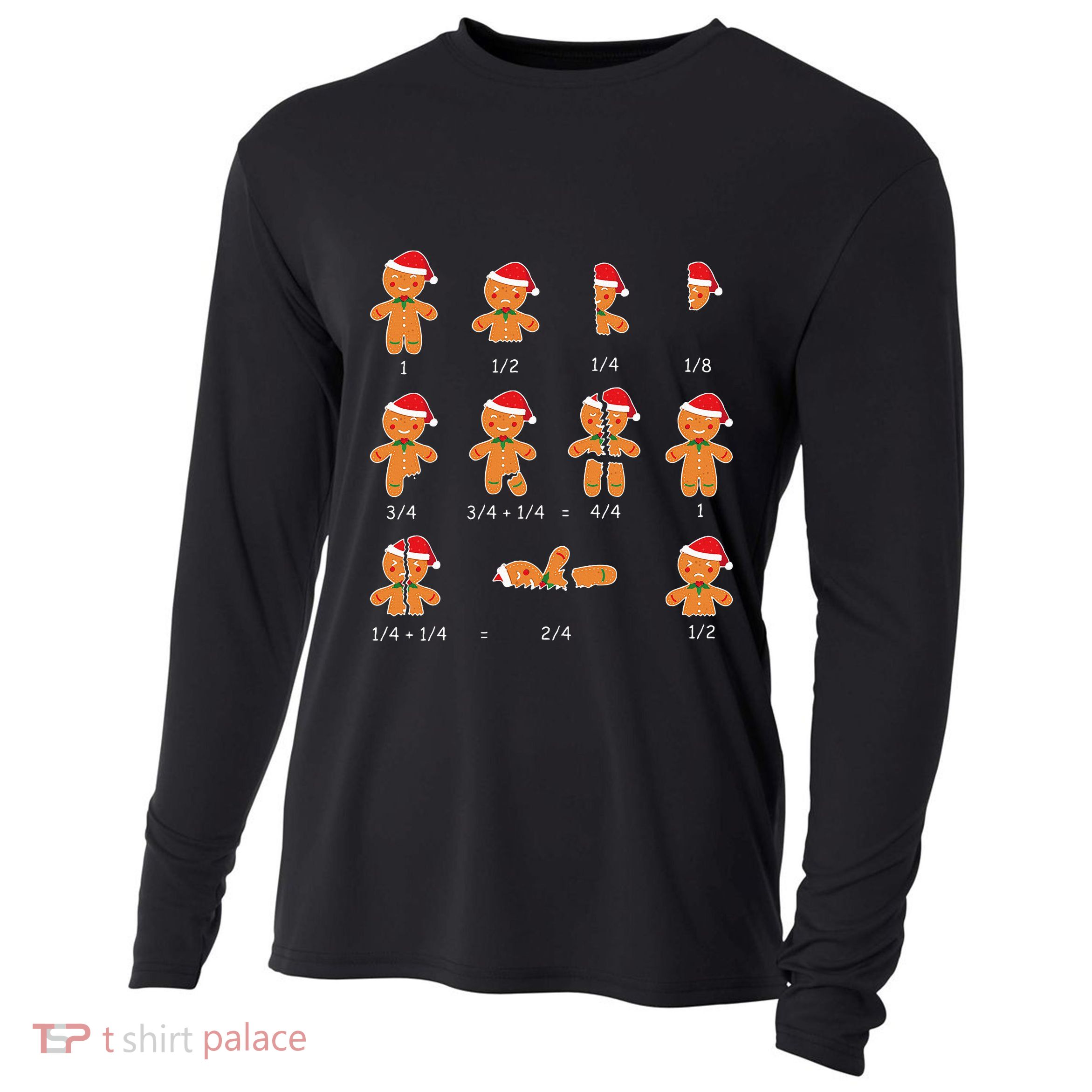 Xmas Cookies Santa Hat Fractions Math Teacher Christmas Cooling Performance Long Sleeve Crew