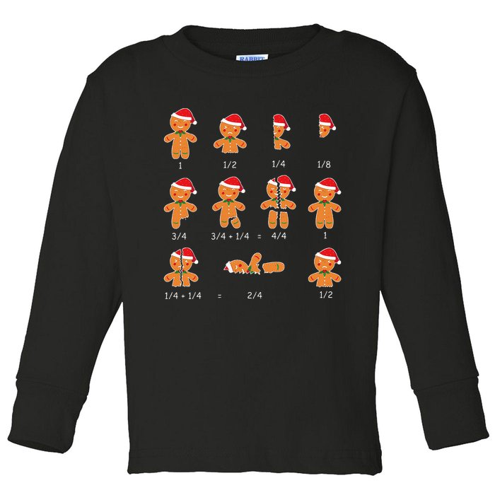 Xmas Cookies Santa Hat Fractions Math Teacher Christmas Toddler Long Sleeve Shirt