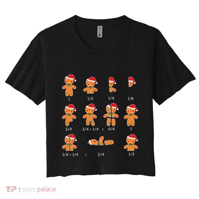 Xmas Cookies Santa Hat Fractions Math Teacher Christmas Crop Top