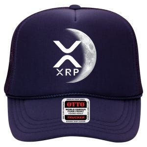 XRP Cryptocurrency To The Moon High Crown Mesh Back Trucker Hat