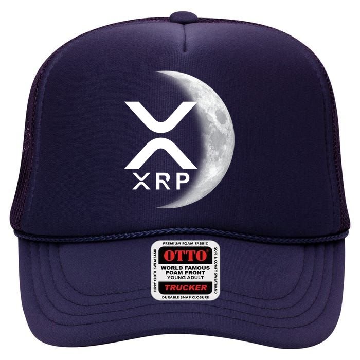 XRP Cryptocurrency To The Moon High Crown Mesh Back Trucker Hat