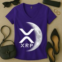 XRP Cryptocurrency To The Moon Women's V-Neck T-Shirt