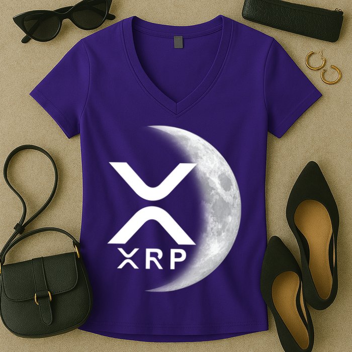 XRP Cryptocurrency To The Moon Women's V-Neck T-Shirt