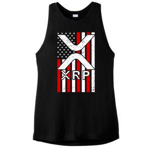 XRP Cryptocurrency USA American Flag Ladies PosiCharge Tri-Blend Wicking Tank