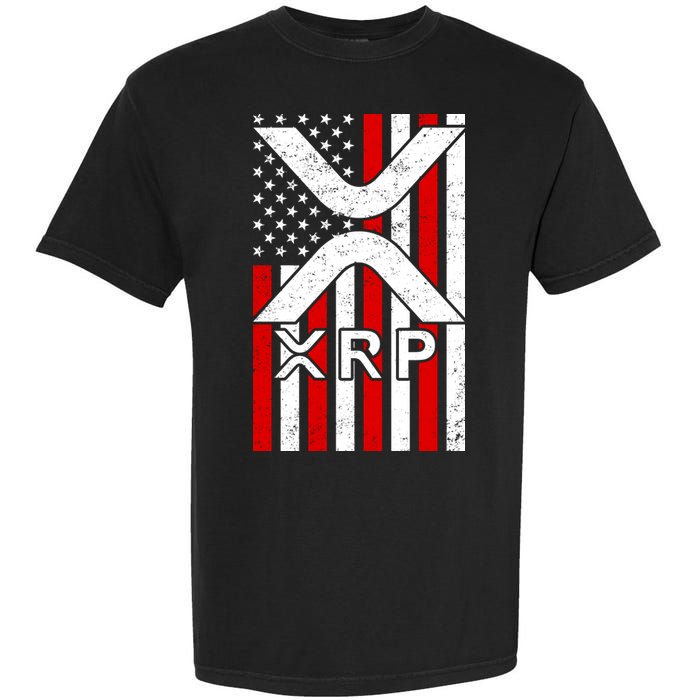 XRP Cryptocurrency USA American Flag Garment-Dyed Heavyweight T-Shirt