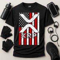 XRP Cryptocurrency USA American Flag Cooling Performance Crew T-Shirt