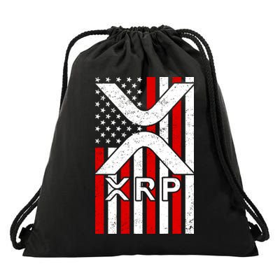 XRP Cryptocurrency USA American Flag Drawstring Bag